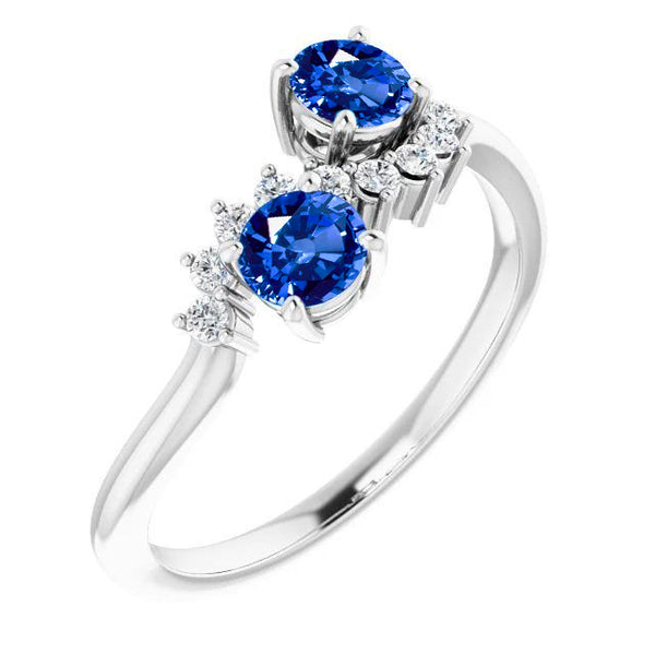 Products Toi et Moi Diamond Ring 1.18 Carats Ceylon Sapphire Women Jewelry 14K