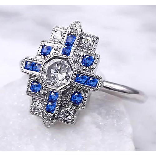 Products Diamond Ring 2.50 Carats Antique Style Ceylon Blue Sapphire