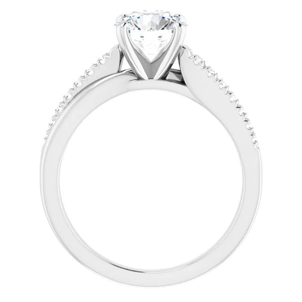 White Elegant Woman's Solitaire Ring with Accents Diamond 