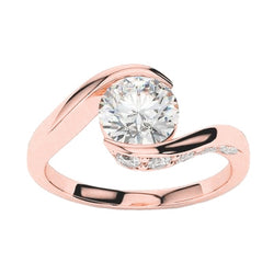 Real  Diamond Ring Rose Gold 3.10 Carats Twisted Shank Women Jewelry New
