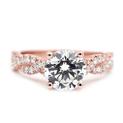 Rose Gold Women Diamond Engagement Ring White Gold Solitaire Ring with Accentsc