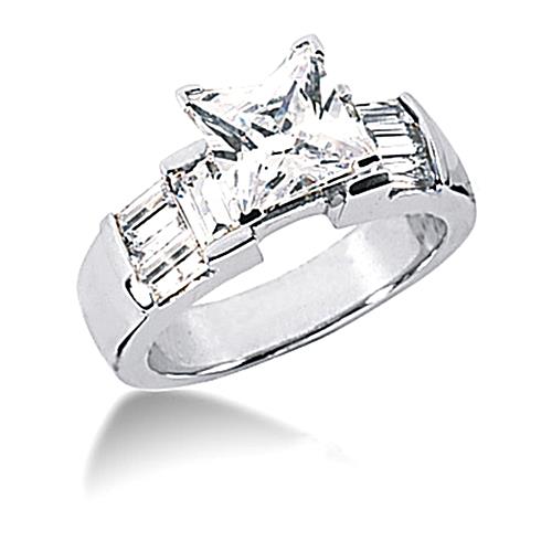 Diamond Ring White Gold Band Set 6 Carats