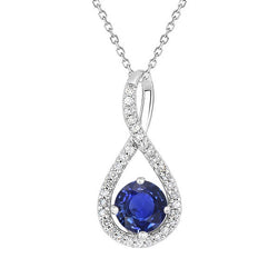 Diamond Round Ceylon Sapphire Pendant Infinity Style 2.25 Carats