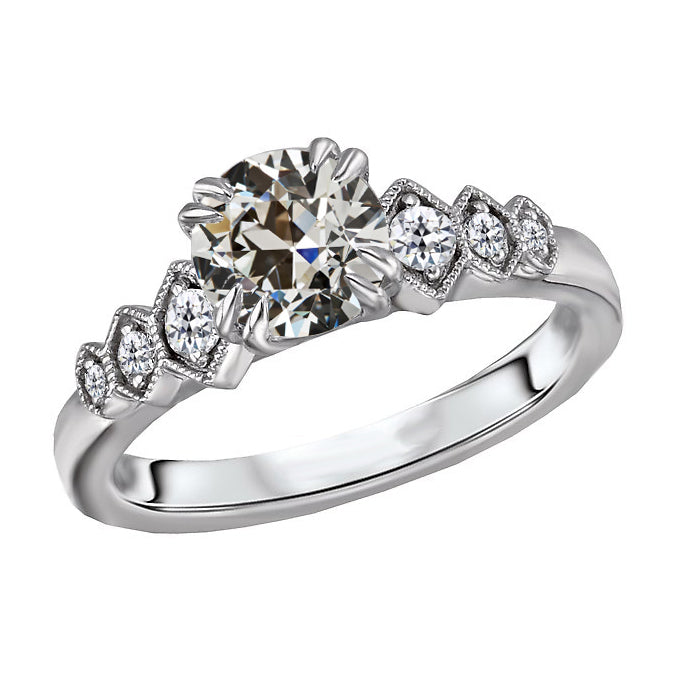 Unique Lady’s Elegant Sparkling Unique Engagement White Gold Anniversary Ring Diamond Old Miner Cut Anniversary Ring Prong Set