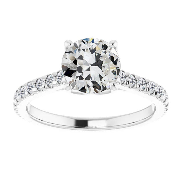 Diamond Fancy Old Miner Cut Solitaire Ring With Accents
