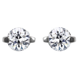 Genuine Natural Real Diamond ( Not Lab Grown ) Round Old Mine Cut Stud Earrings 2 Prong Setting 5 Carats