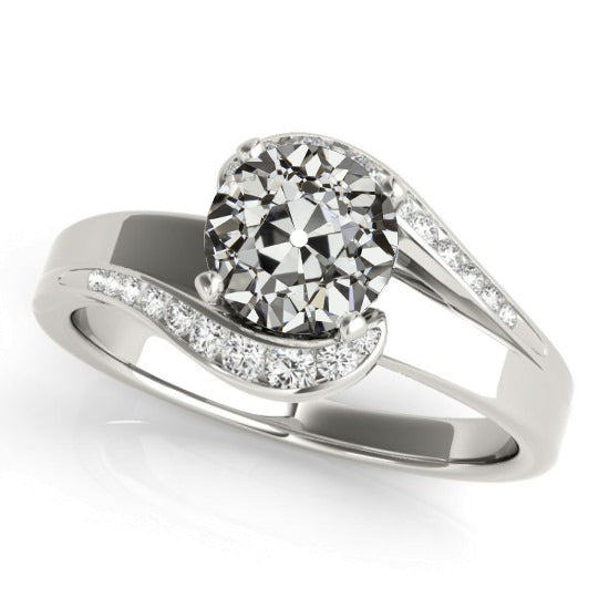 Diamond Round Old Mine Cut Wedding Ring