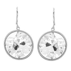 Genuine Diamond Round Old Miner Dangle Earrings Twisted Style 7 Carats Gold