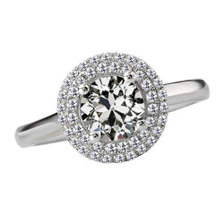 Natural Earth Mined Diamond Round Old Miner Double Halo Anniversary Ring 14K Gold 5 Carats