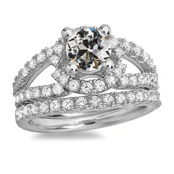 Diamond Round Old Miner Engagement Ring Set Split Shank 5.50 Carats
