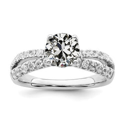 Real Natural Earth Mined Diamond Round Old Miner Engagement Ring Split Shank 3 Carats