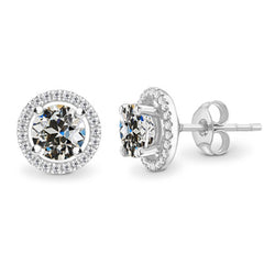 Natural Diamond Round Old Miner Halo Stud Earrings 3.50 Carats