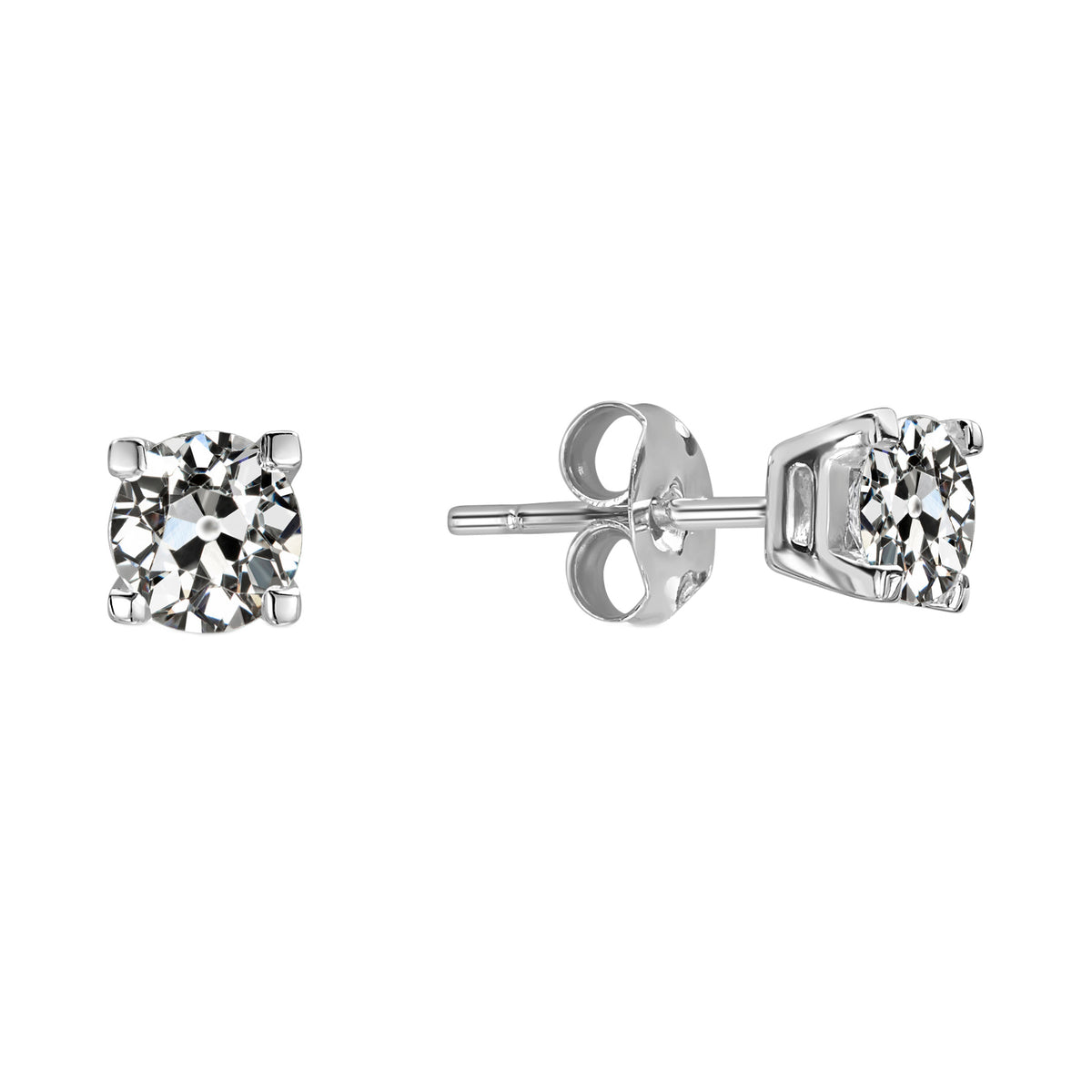 natural round diamond 2ct earring front view