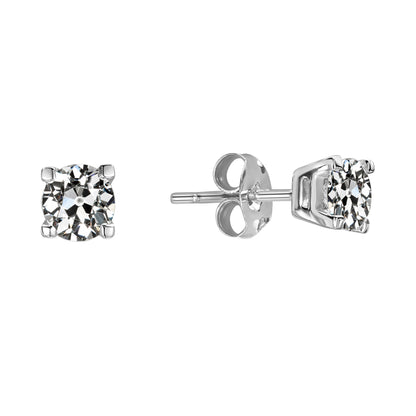 natural round diamond 2ct earring front view