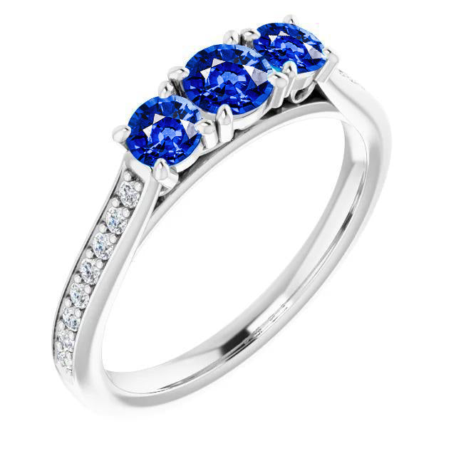 Diamond Sapphire Ring  Claw Prong Setting Women Jewelry