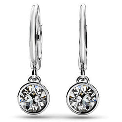 2 Ct Diamond Solitaire Earrings Old Cut Round Bezel Set