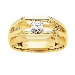 Diamond Solitaire Engagement Men's Ring 0.50 Carats Yellow Gold 14K