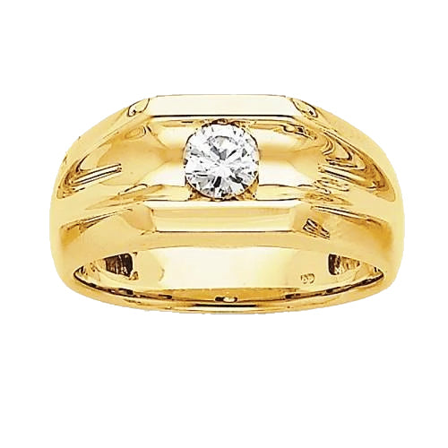 Diamond Solitaire Engagement Men's Ring 0.50 Carats Yellow Gold 10K