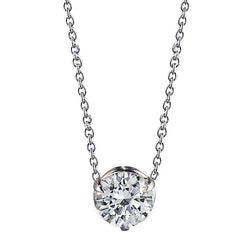Diamond Solitaire Necklace Pendant With Chain 1 Carat White Gold 14K