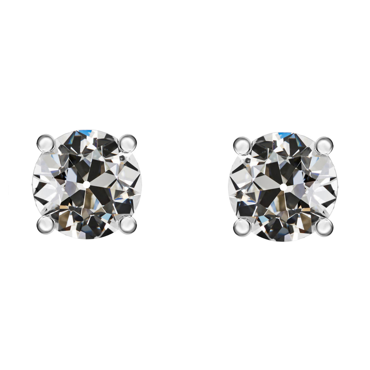 Diamond Solitaire Studs Old Miner Earrings 4 Prong 5 Carats