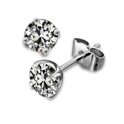 natural round diamond 4ct earring front view