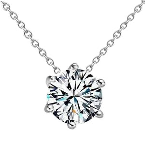 Natural Earth Mined Diamond Solitaire Pendant Six Prong Setting 0.75 Carat White Gold 14K