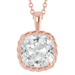 Real Natural Earth Mined Diamond Solitaire Pendant Slide 5 Carats Cushion Old Miner Jewelry