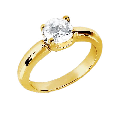 Woman's Yellow White Gold Weeding Anniversary Solitaire Diamond Ring 