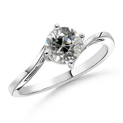 Real Natural Earth Mined Diamond Solitaire Ring Old Miner Round Cut 1.50 Carats Tension Style