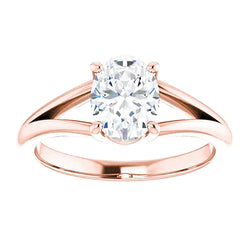Diamond Solitaire Ring Split Shank 2 Carats Rose Gold