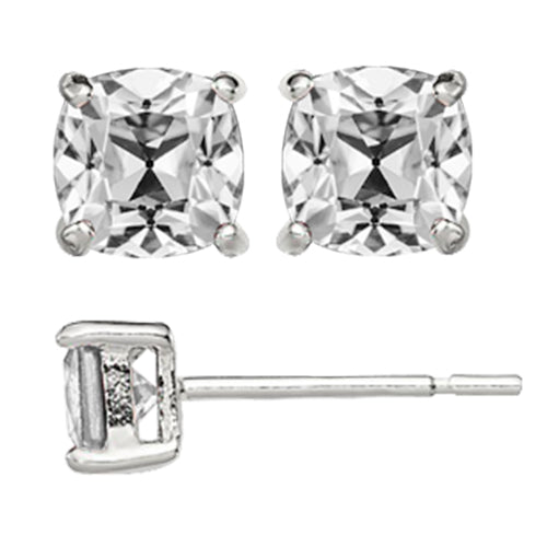 Diamond Stud Earrings Cushion Old Miner 7 Ct. 