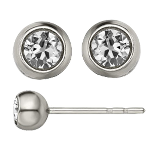 2 Ct Diamond Stud Earrings Round Old Cut Bezel Set 