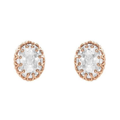 Diamond Studs 5.50 Ct Earrings Oval Old Cut Rose Gold 