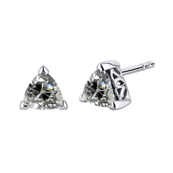 Real Natural Earth Mined Diamond Studs Trillion Old Miner Solitaire Earrings 3 Carats Gold 14K