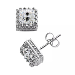 Natural Earth Mined Diamond Studs Vintage Style Cushion Old Cut Jewelry 6 Carat Push Backs