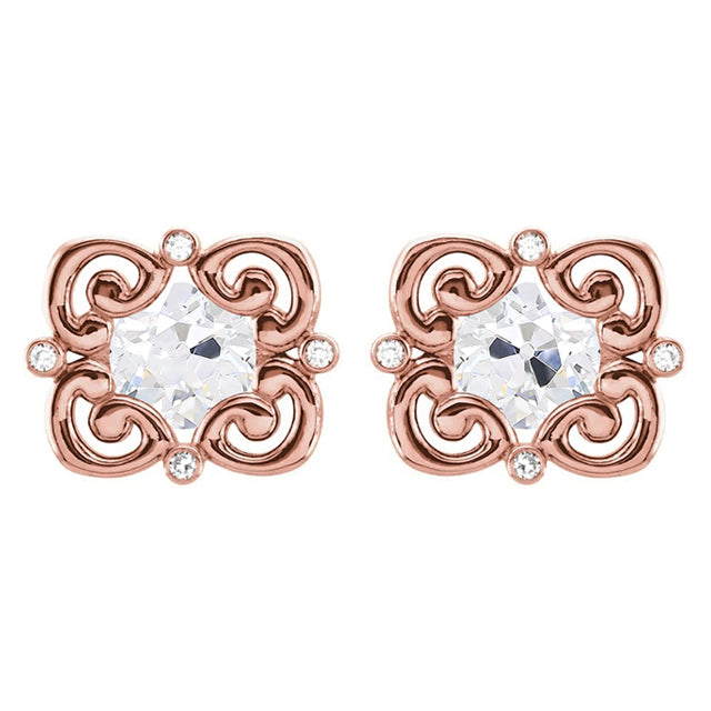 Diamond Stylish Studs 3.25 Ct Old Miner Rose Gold Earrings 