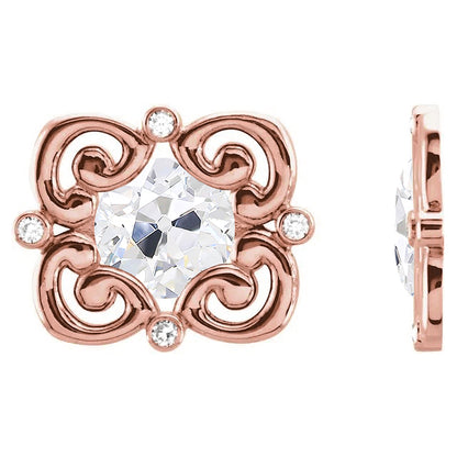 Diamond Stylish Studs 3.25 Ct Old Miner Rose Gold Earrings 