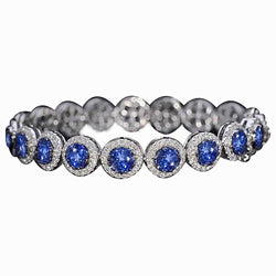 Diamond Tennis Bracelet 33.25 Carats Ceylon Blue Sapphire Jewelry
