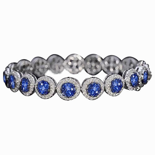 Diamond Tennis Bracelet    Ceylon Blue Sapphire Jewelry Lady’s Brilliant Engagement   