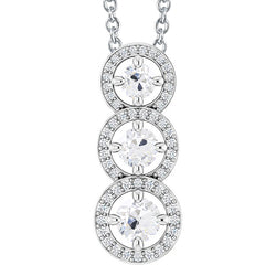 Natural Earth Mined Diamond Three Stone Pendant Round Old Cut Triple Circle 4.50 Carats