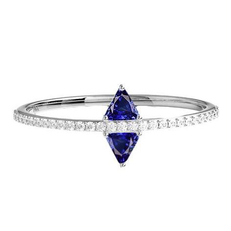  Sparkling Unique Lady’s   Diamond Blue Sapphire Ring Accented Jewelry