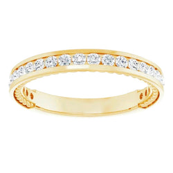 Diamond Wedding Band 0.60 Carats Bar Setting Yellow Gold Jewelry