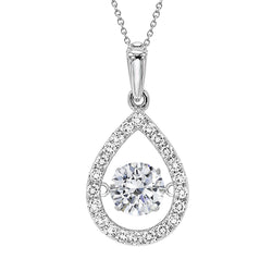 Diamonds Pendant Necklace 2.15 Carats Prong Set White Gold 14K