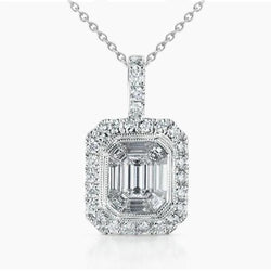 Natural Earth Mined Diamond Pendant Necklace 2.60 Carats Bezel Set White Gold 14K