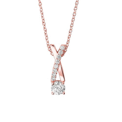 Lab Grown Diamonds Pendant Necklace With Chain 1.85 Carats New Rose Gold 14K