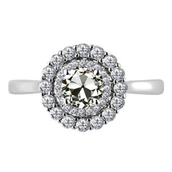 2.50 Carats Double Halo Old Cut Mined Diamond Flower Style Wedding Ring