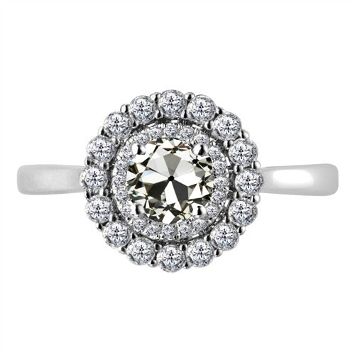 2.50 Carats Double Halo Old Cut Mined Diamond Flower Style Wedding Ring