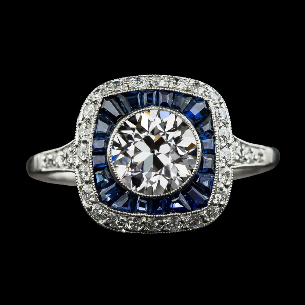 Double Halo Old European Diamond Ring