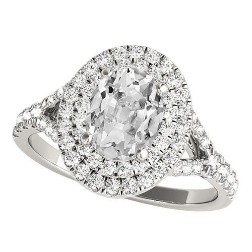 Double Halo Oval Old Miner Diamond Ring