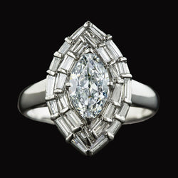 Double Halo Ring Baguette & Marquise Old Miner Diamond 5.50 Carats